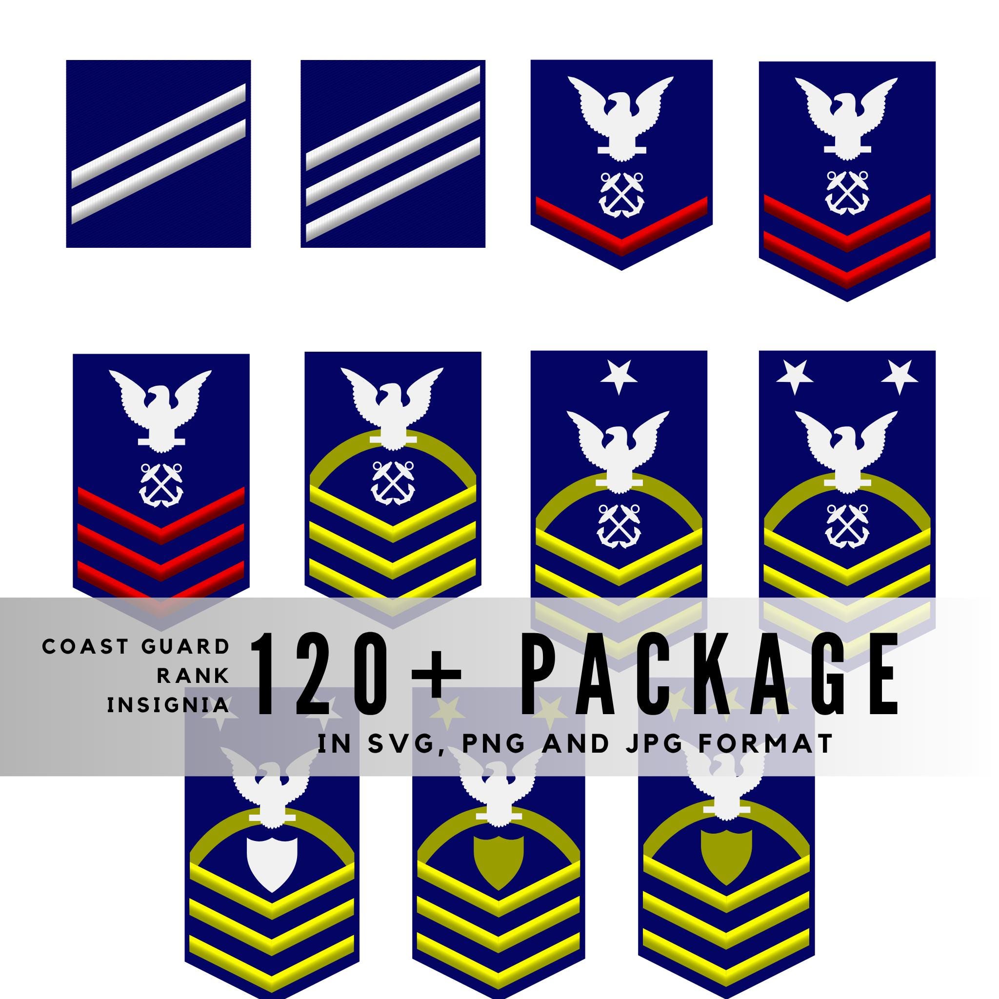 Uscg Ranks 120+ US Coast Guard Rank Insignia SVG PNG Jpeg, All Ranks Military ...