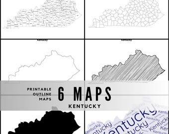 Printable Kentucky Maps / State Outline and Labeled Geography Sheets / Letter‑Size Educational Printables for Teachers and Students