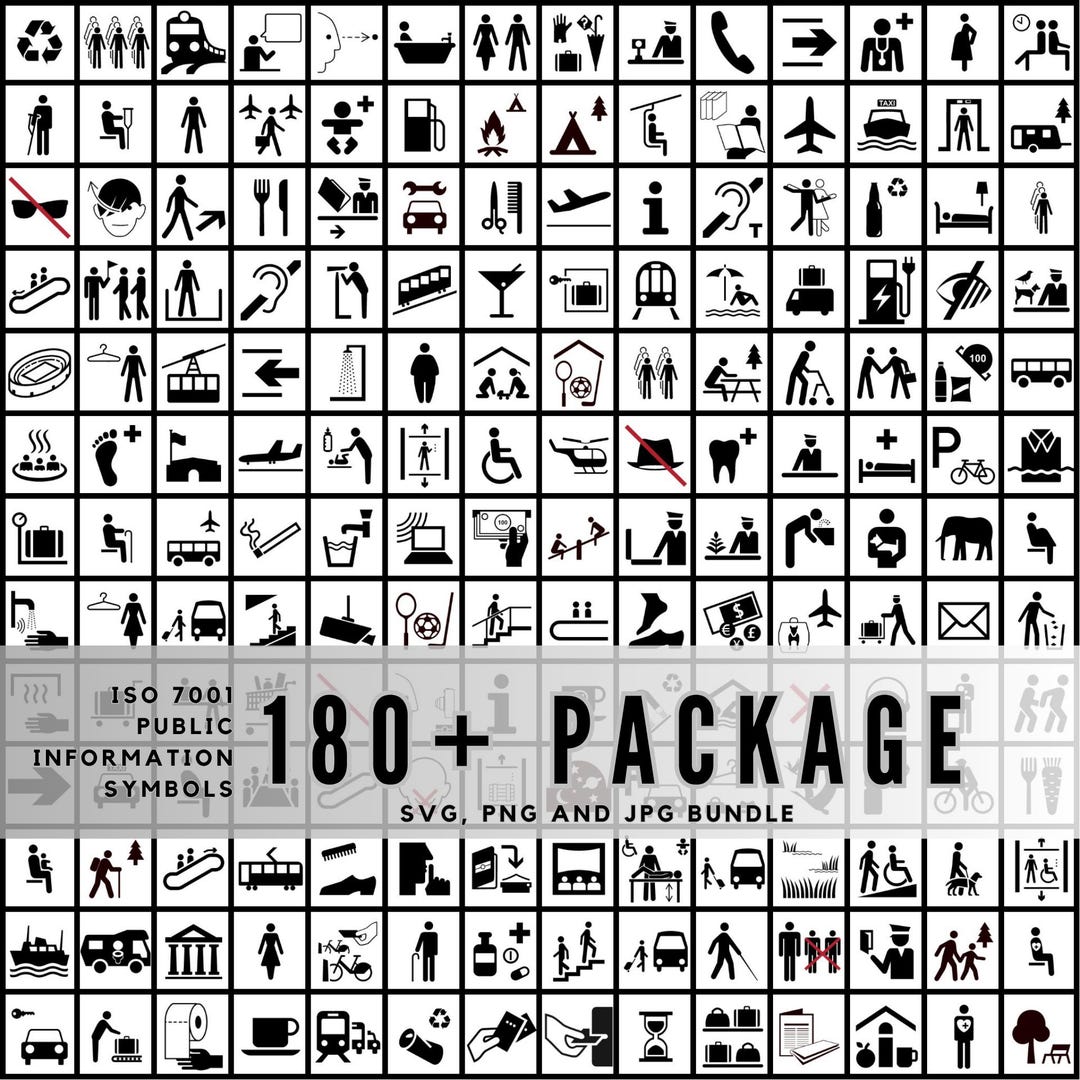 180+ ISO 7001 Symbols SVG PNG Jpeg, Public Information Icons, Universal ...