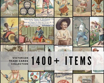 Victorian Trade Card Collection – 1400+ Printable JPGs for Junk Journaling, Collage & Ephemera Art