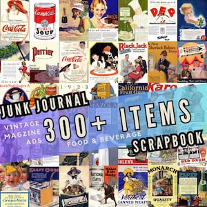 300+ Vintage Magazine Advertisements - Food and Beverage / Junk Journal & Scrapbook