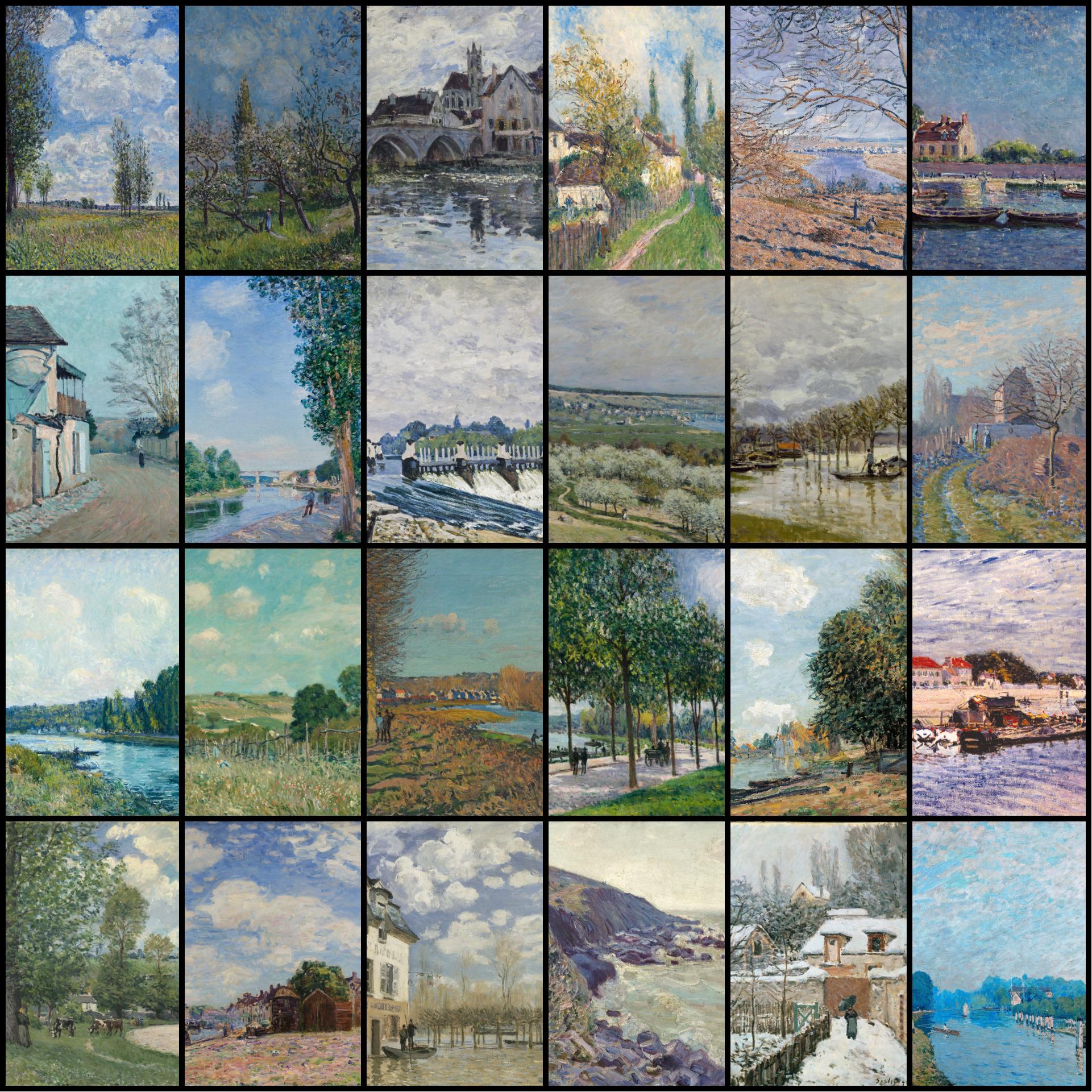 65+ Alfred Sisley Artworks / Vintage Impressionist Landscape
