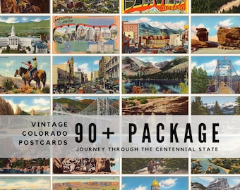 90+ Vintage Colorado Postcards JPG, Historic Centennial State Collection, Retro Americana Ephemera, Printable Digital Download