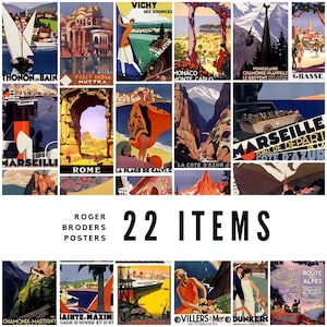 22 carteles turísticos vintage de Roger Broders / Descargas digitales de alta calidad