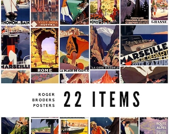 Roger Broders Art Deco Travel Posters: 22 Vintage European Tourism Prints (Digital Download