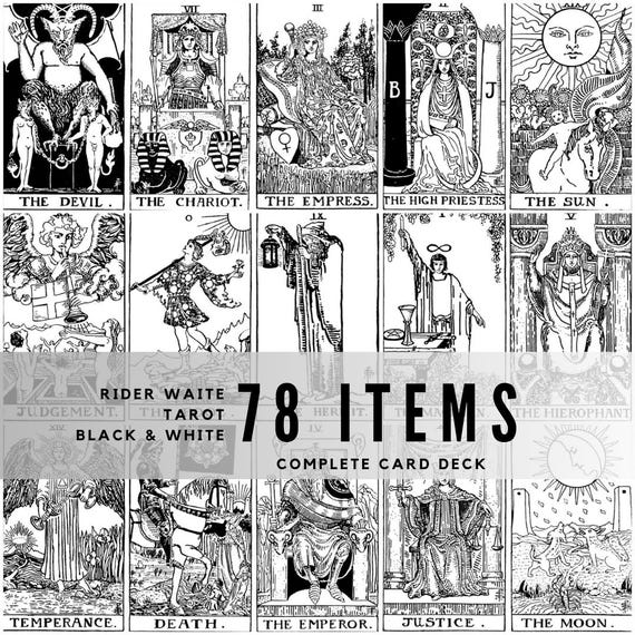 【セール特価品】正規品タロットカード✨白黒の世界の幻影デッキ モノクロ ライダー・ウェイト版タロットデッキ：白黒版（デジタルダウンロード
