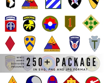 第二次世界大戦時のアメリカ陸軍師団記章250点以上（SVG、PNG、JPG形式