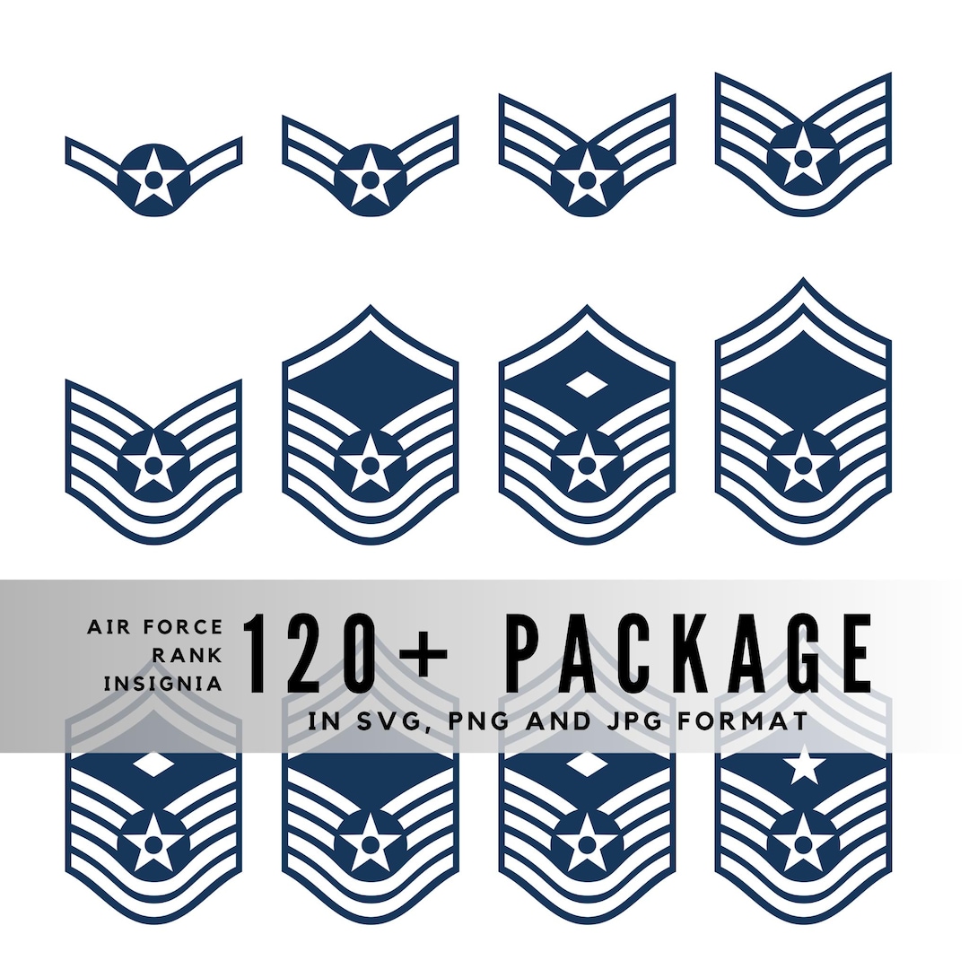 120+ US Air Force Rank Insignia SVG PNG Jpeg, All Ranks Military ...