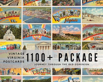 1100+ Vintage Virginia Postcards JPG, Historic Old Dominion Collection, Retro Americana Ephemera, Printable Digital Download