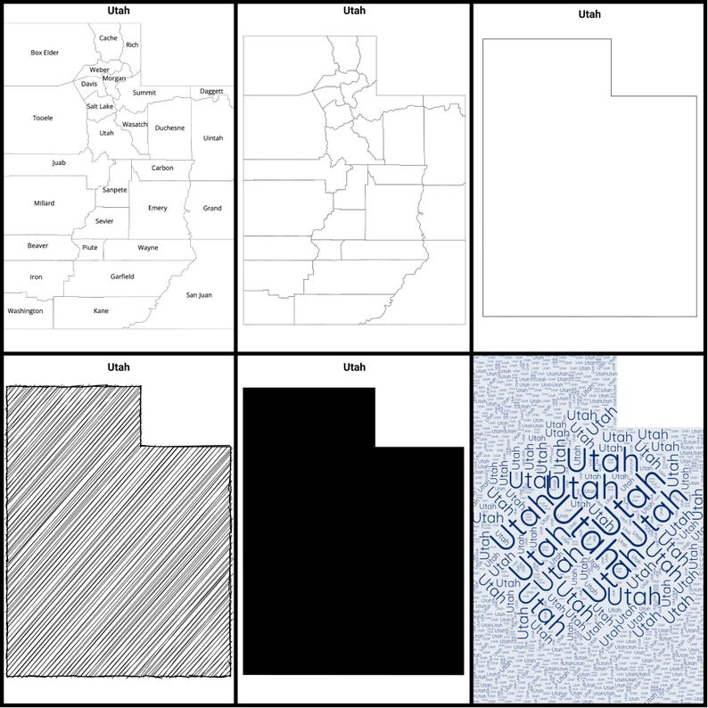 Printable Utah Maps / State Outline and Labeled Geography Sheets