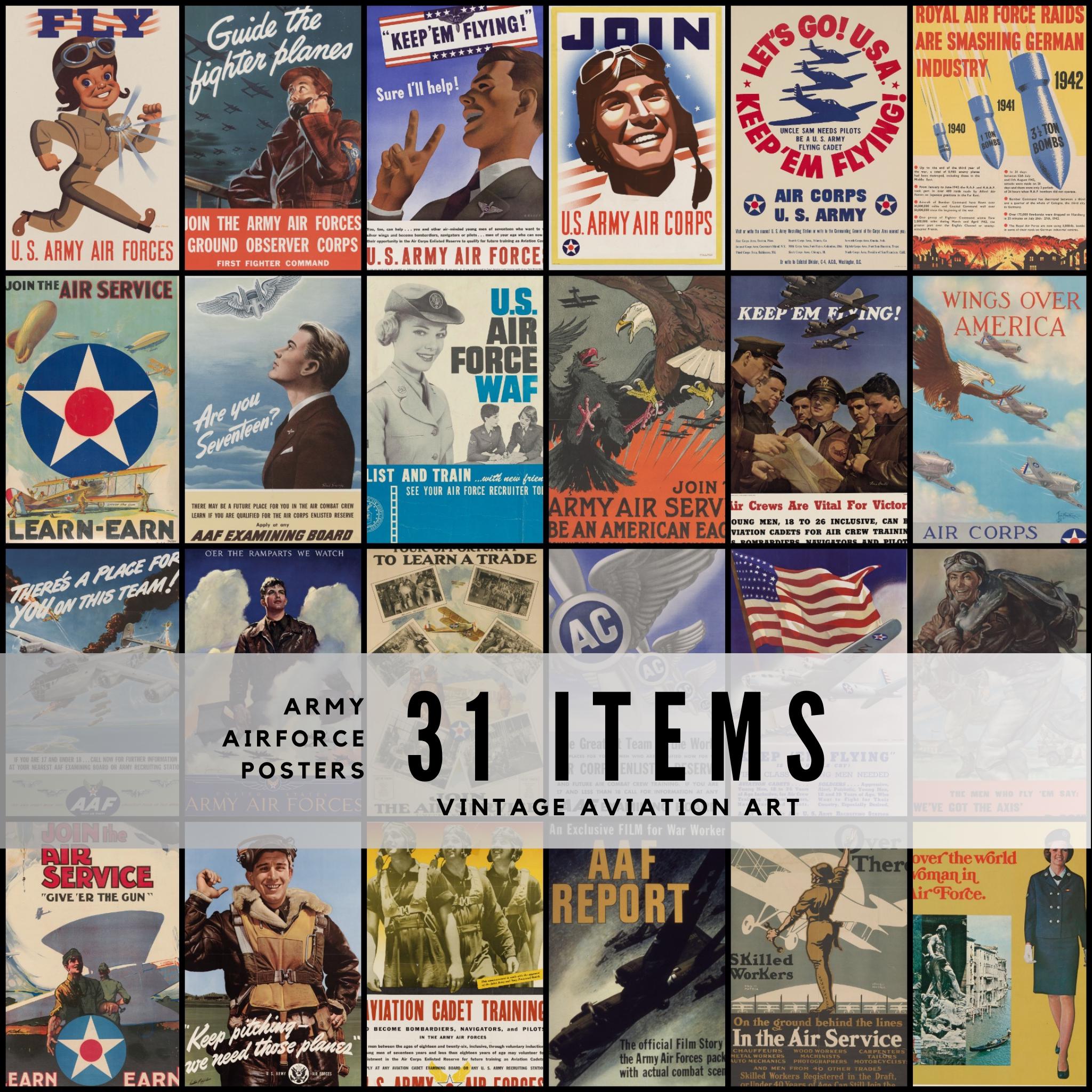 31 Vintage Army Air Force Posters, WWII Aviation Posters, Military ...