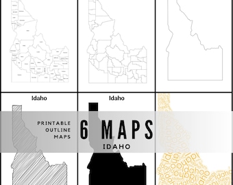 Printable Idaho Maps / State Outline and Labeled Geography Sheets / Letter‑Size Educational Printables for Teachers and Students