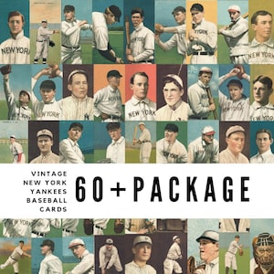 Oltre 60 carte da baseball vintage dei New York Yankees / Download digitali di alta qualità / Diario di scarto / Album di ritagli