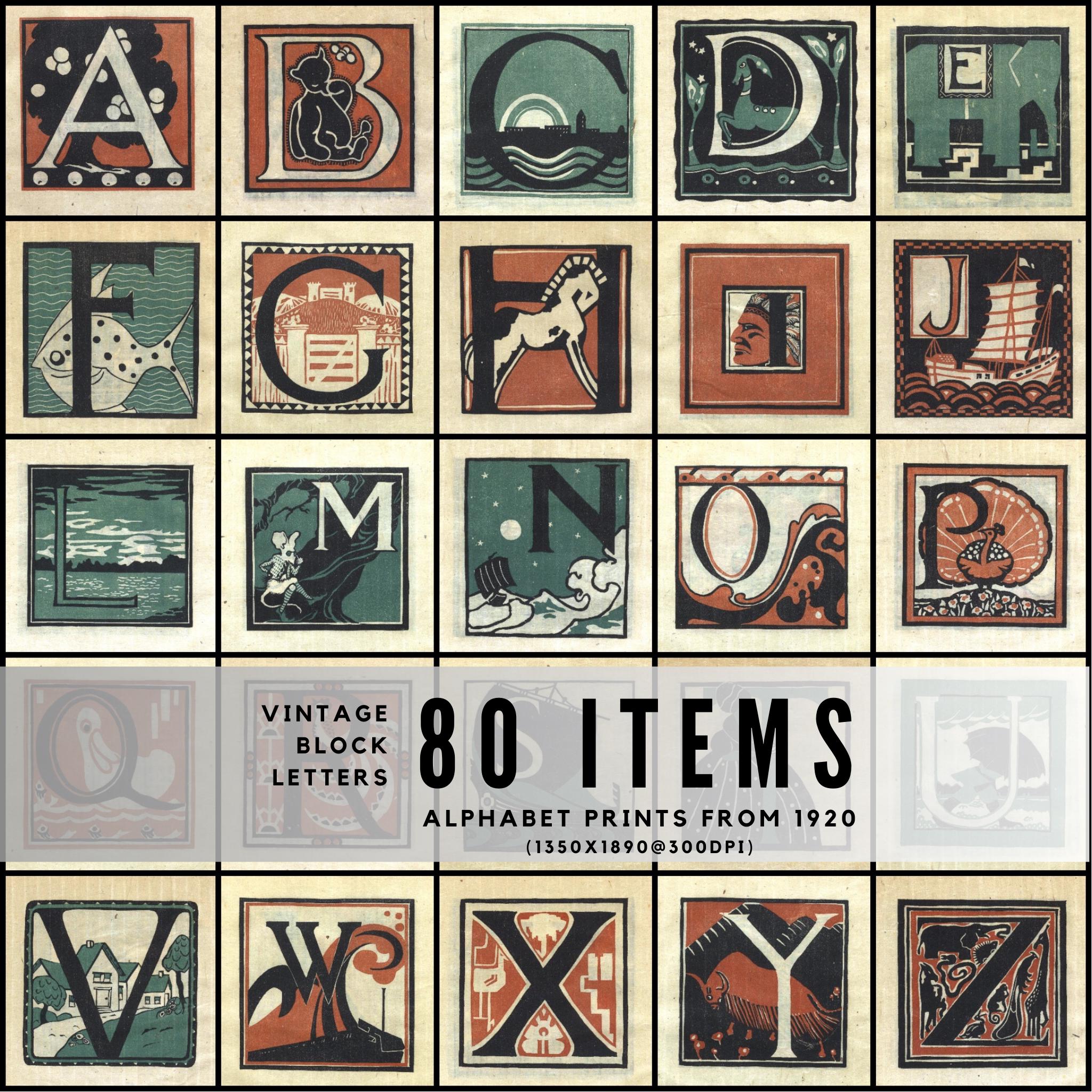 Letter 1 Letter2 Letter3 3冊 デザイン 洋書 希少 26 Vintage Block Letters / 1920 Linoleum Alphabet Prints for