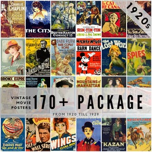170+ Vintage Filmplakate der 1920er Jahre / Frühe Kinowerbung (1920-1929) / Digitale Downloads