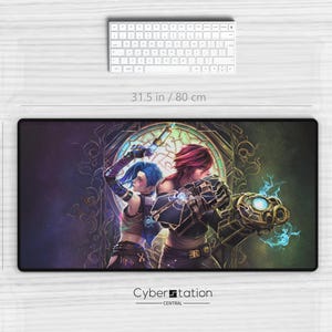 ARCANE – Gaming Desk Mat | JINX & VI | 80 x 40 cm / 70 x35 cm - 4mm thick |Gamer Gift Idea | xl Mouse Pad  | Riftbound tcg playmat