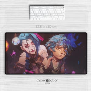 ARCANE – Gaming Desk Mat | JINX & ISHA |80 x 40 cm / 70 x35 cm|Gamer Gift Idea | xl Mouse Pad  | Riftbound