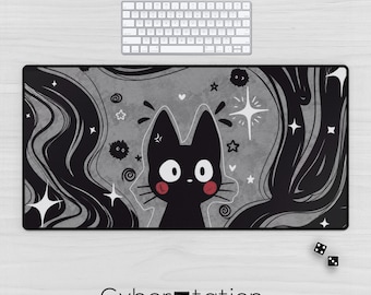 Muismat – Jiji STUDIO GHIBLI – Schattige zwarte kat – Verkrijgbaar in 3 maten en 7 kleuren – Hoogwaardige bureauonderlegger – Cadeau-idee