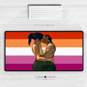 ARCANE – Gaming Desk Mat | CAITVI | 80 x 40 cm / 70 x 35 cm| Caitlyn & Vi |Gamer Gift | xl Mouse Pad - Sesbian Lex | Pride flag design