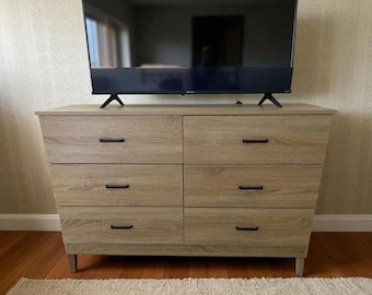 Double Drawer Dresser , Stylish Bedroom Storage, Multi-Use Chest of Drawers, Living Room TV Stand, Large Wardrobe With Built In Light
