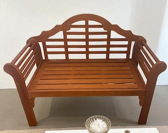 Large Foldable Solid Wood Garden Park Bench, 2-Person Loveseat Chair for Entryway, Deck, Porch, Poolside & Balcony