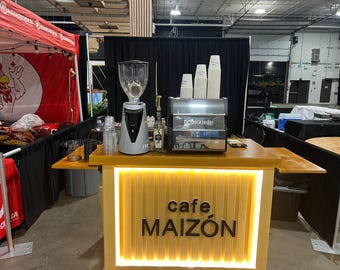 Cafetería portátil personalizable: carrito de charcutería plegable con luces