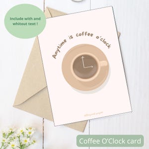 Digital coffee card to print – minimalist cup drawing, A4 or US Letter card, version with or without text, printable cute art, poster