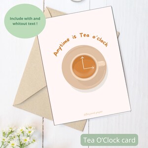 Biglietto da tè digitale da stampare: disegno minimalista di una tazza, biglietto A4 o US Letter, versione con o senza testo, stampabile, poster