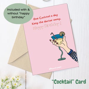 Carte anniversaire digitale – Humour cocktail – Fichier à imprimer - carte mignonne - idée cadeau dernière minute - style minimaliste