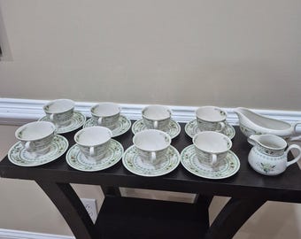 Sango Quadrille Black Lilies Four Square Dinner Plates Four Square