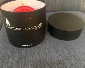 Bougie décorative Graziani Meloria laquée rouge corail ronde 100 mm Made in Italy