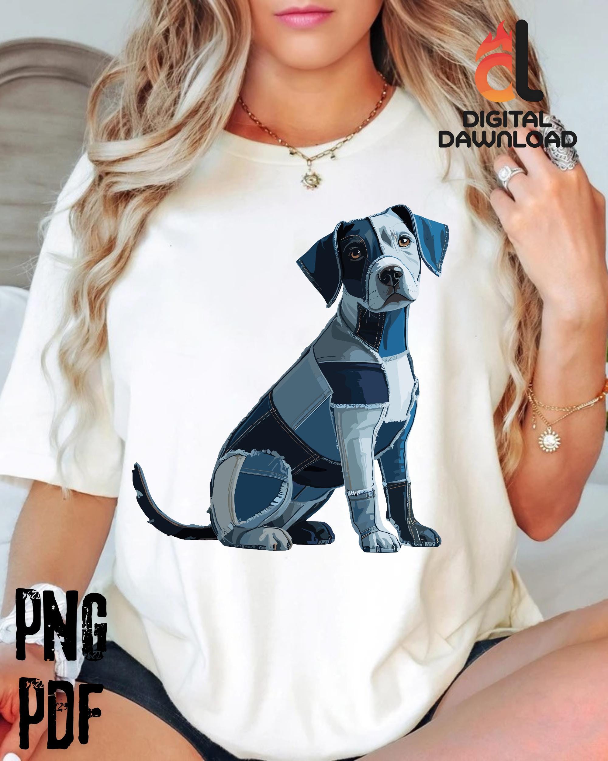 Cachorro jeans engraçado retrô png fofo azul jeans caminho cachorro pdf estilo vintage animal png para amantes de cães design digital