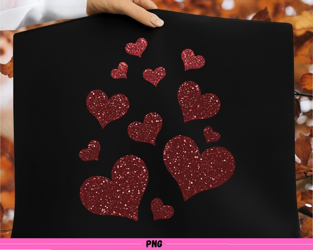 Valentine's Day Red Glitter Hearts PNG, Sublimation Design - Etsy