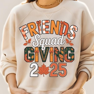 Friendsgiving 2025 PNG: Passende Gruppe Thanksgiving-Design (Digitaler Download