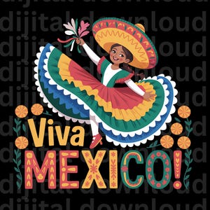Viva Mexico PNG Design: Mexican Independence Day Sublimation
