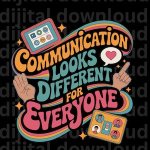 Inclusive AAC & Sign Language PNG: Autism Awareness Sublimation Design (Digital Download)