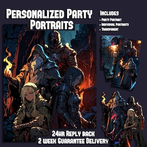 Custom Dnd Party Character Commission, Character Portrait, Dungeons and Dragons Art, RPG Character Art, Digital Character Illustration