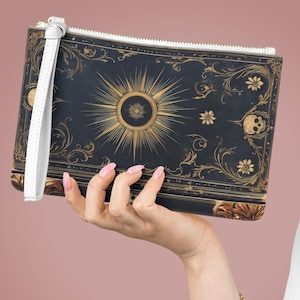 Celestial Grimoire Clutch: Gothic Witchcore Spellbook Wristlet