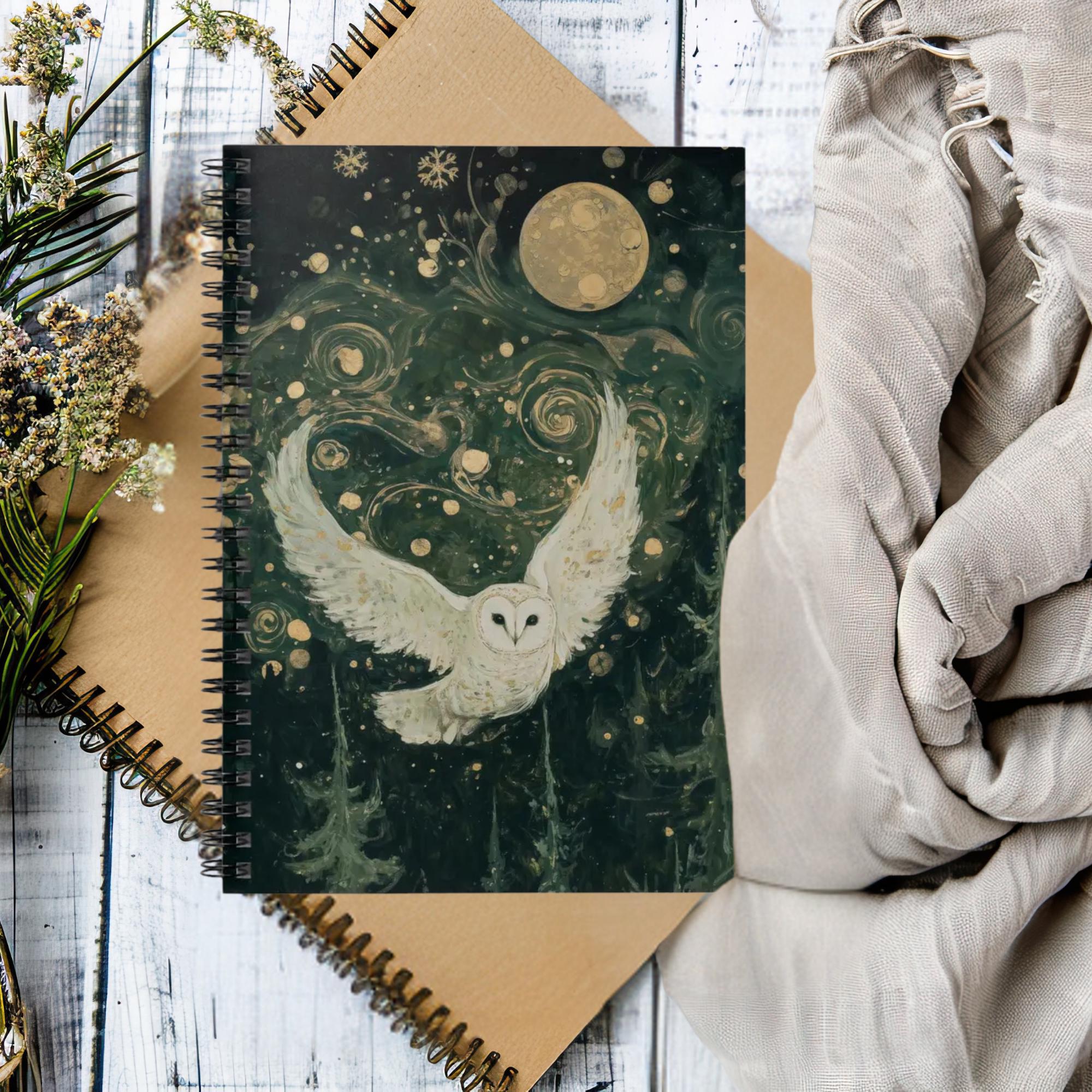 Snowy Owl Spiral Notebook: Witchy Forest Journal