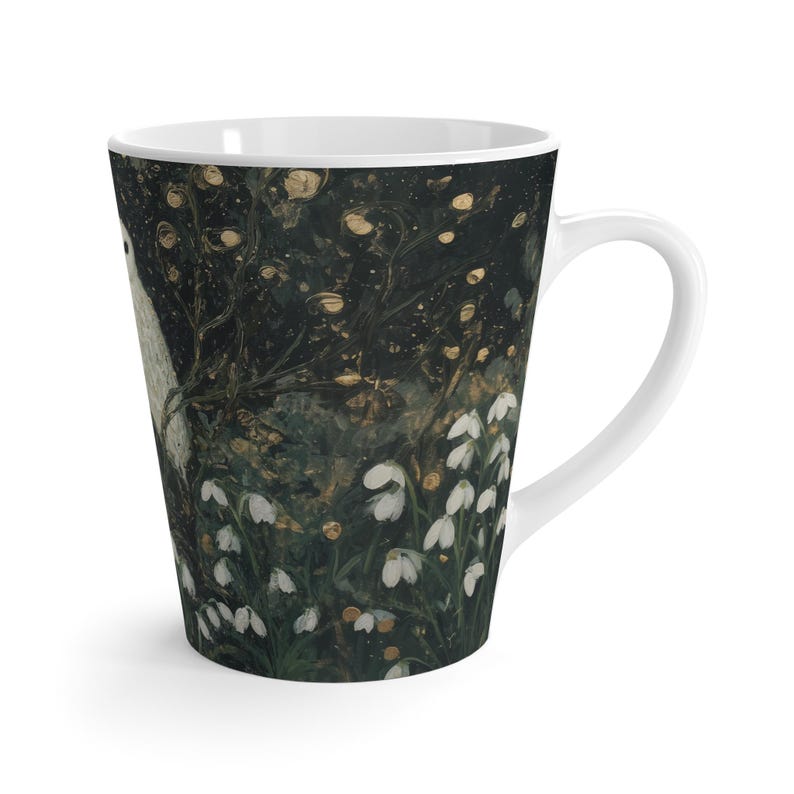 Snowdrop Snowy Owl Latte Mug: 12oz Ceramic Mug image 4