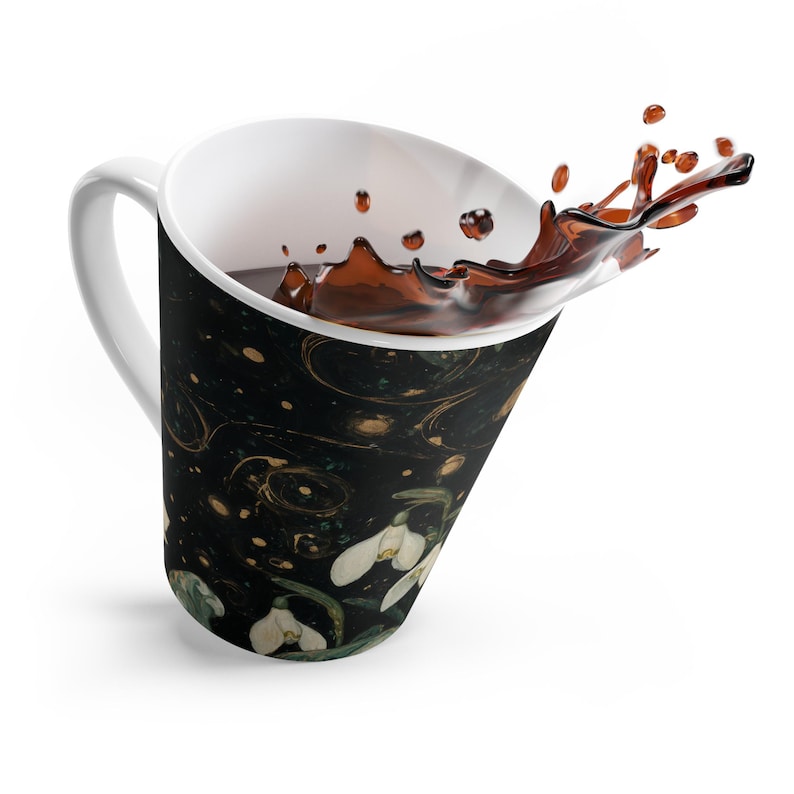 Snowdrop Latte Mug: Imbolc Floral Ceramic Mug, 12oz image 2
