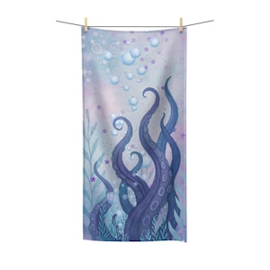 Mermaid Polycotton Beach Towel: Ocean Nautical Decor
