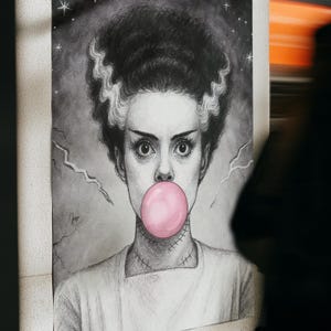 Gothic Bride Monster Girl Print: Bubblegum Horror Art