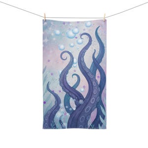 Pastel Kraken Hand Towel: Sirencore Ocean Witch Decor