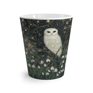 Snowdrop Snowy Owl Latte Mug: 12oz Ceramic Mug image 1