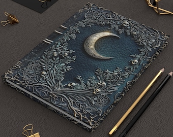 Moonlit Crescent Hardcover Journal: Darkling Witchy Grimoire