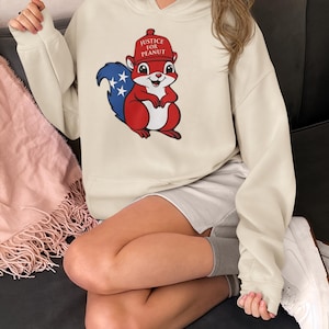 Funny Patriotic Shirt, Justice for Peanut Squirrel Tee – Funny Patriotic USA T-Shirt, 4th of July Animal Shirt, Red White Blue Cartoon Tee
