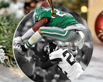 Philadelphia Voetbal Ornament Saquon Barkley Hurdle Fly Eagles Fly Keepsake Bang Go Birds Gang Decor Philadelphia Fan Kerstcadeau