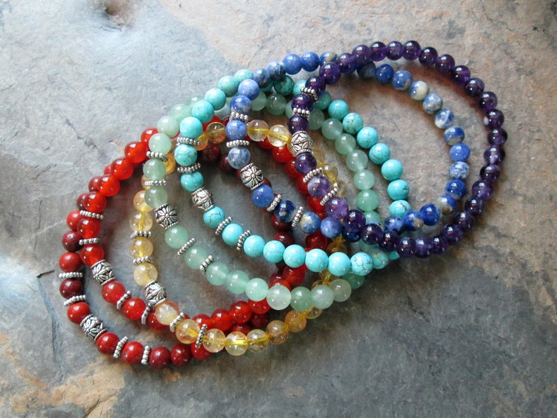 Chakra Bracelet Set 7 Chakra Gemstone Stretch Bracelets Etsy