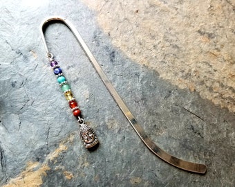 Chakra Gemstones Bookmark - 7 Chakra & Buddha Charm Beaded Book Mark